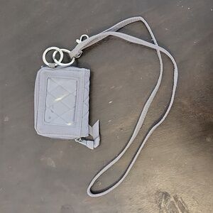 Grey and black and rose wallet and lanyard